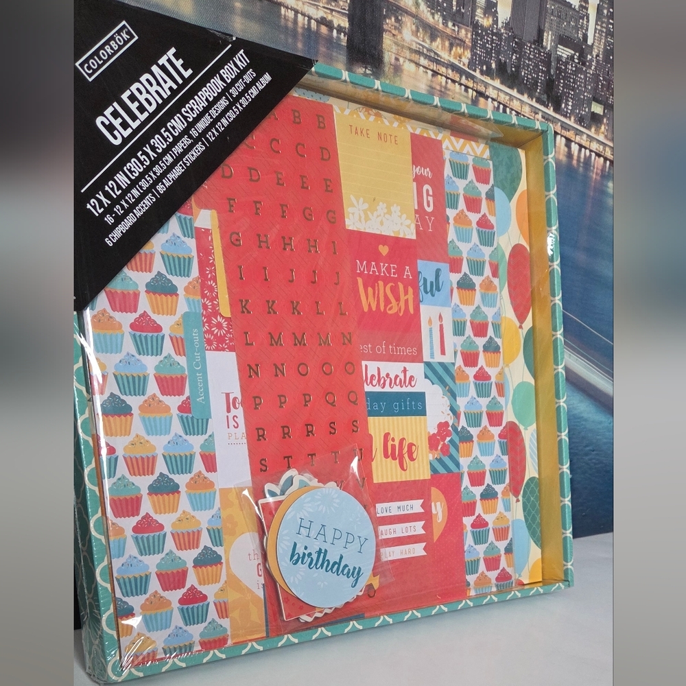 American Crafts Scrapbook Box Birthday Kit NIB - Picture 2 of 11